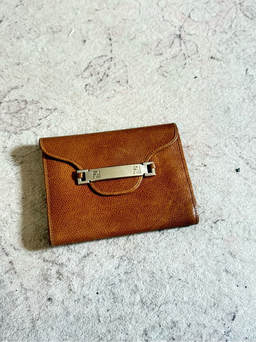 Fendi Brown Leather Key & Card Holder with Gold Hardware